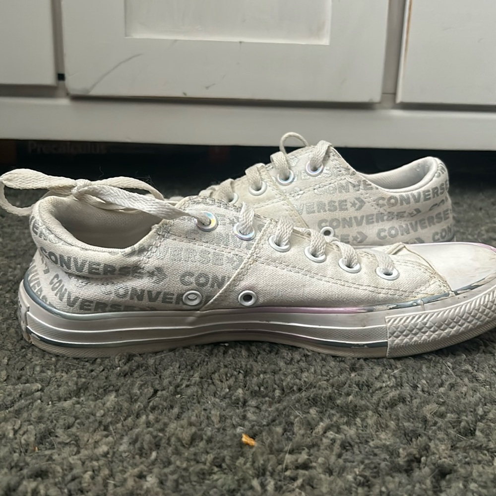 White Converse with Rainbow Trim